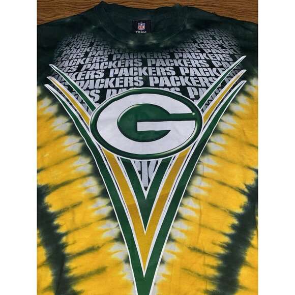 NFL Team Apparel Y2K Green Bay Packers Tie Dye AOP Mens Shirt Medium - Picture 2 of 5